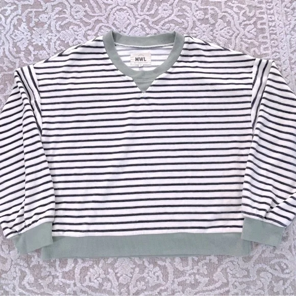 Madewell Black and White Striped Sweatshirt - Picture 6 of 15